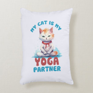 My Cat Is My Yoga Partner -Adorable Meditating Cat Decorative Cushion
