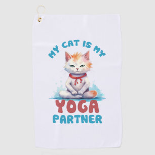 My Cat Is My Yoga Partner -Adorable Meditating Cat Golf Towel