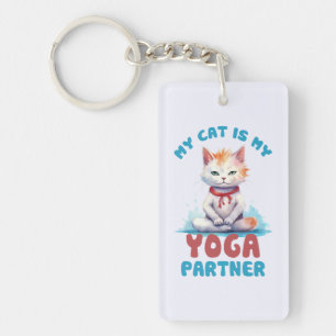 My Cat Is My Yoga Partner -Adorable Meditating Cat Key Ring