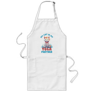 My Cat Is My Yoga Partner -Adorable Meditating Cat Long Apron