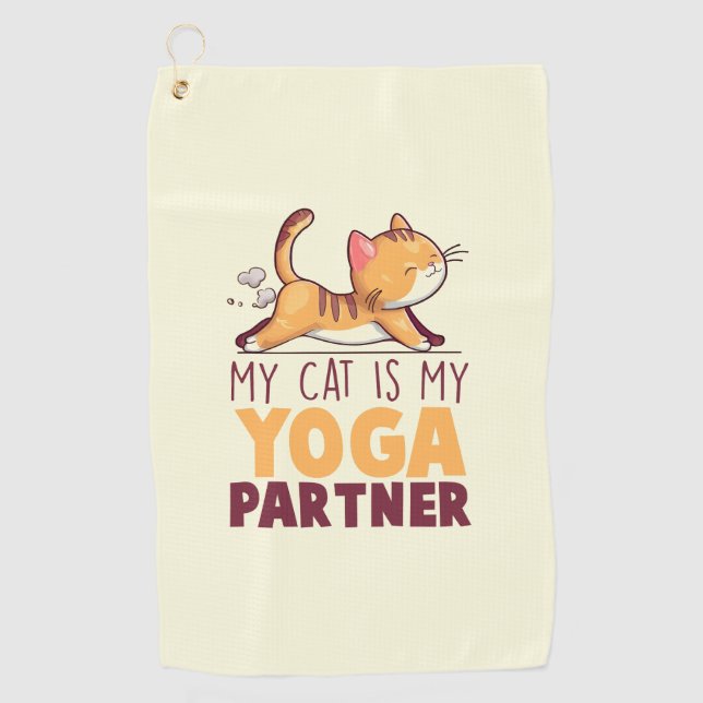 My Cat Is My Yoga Partner Golf Towel (Front)