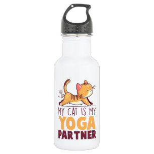 My Cat Is My Yoga Partner – Stretching Cat 532 Ml Water Bottle