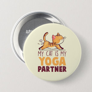 My Cat Is My Yoga Partner – Stretching Cat 7.5 Cm Round Badge