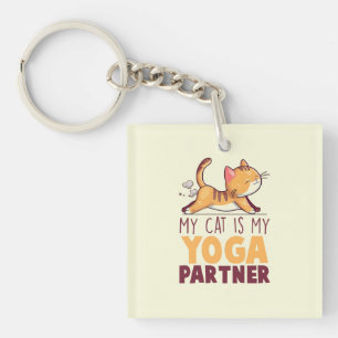 My Cat Is My Yoga Partner – Stretching Cat Key Ring