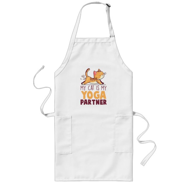 My Cat Is My Yoga Partner – Stretching Cat Long Apron (Front)
