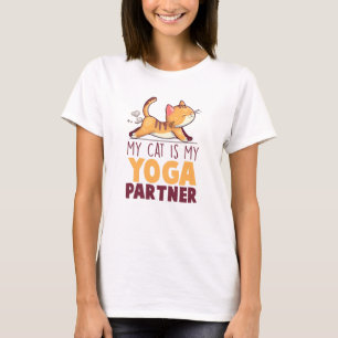 My Cat Is My Yoga Partner – Stretching Cat T-Shirt