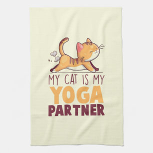 My Cat Is My Yoga Partner – Stretching Cat Tea Towel