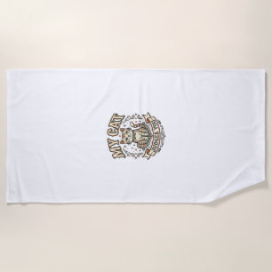My Cat Judges You Cat Sarcasm Attitude Vintage Vec Beach Towel