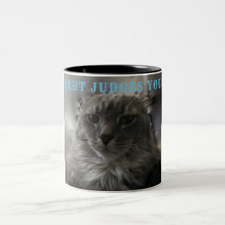 MY CAT JUDGES YOU Two-Tone COFFEE MUG