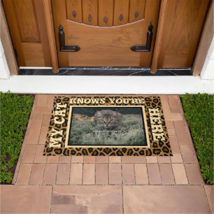 My Cat Knows You're Here Personalised Photo Doormat