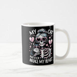 My Cat Never Broke My Heart Funny Skeleton Cat Val Coffee Mug