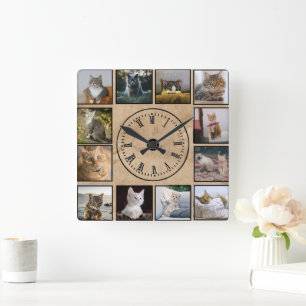 My cat photos on wall clock