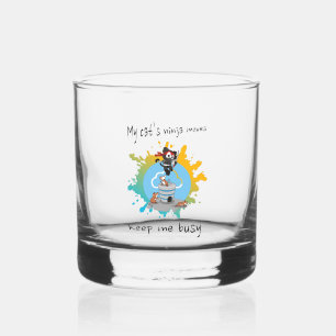 My cat’s ninja moves keep me busy athletic cat whiskey glass