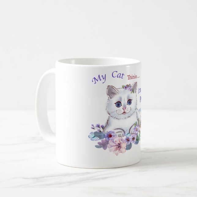 My Cat thinks I'm Perfect Cat Illustration Mug (Front Left)