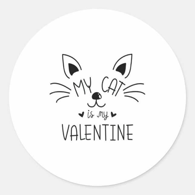 My Cats Are My Valentine Cat Valentines Day 1  Classic Round Sticker (Front)