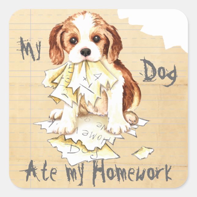 My Cavalier Ate My Homework Square Sticker (Front)