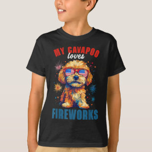 My Cavapoo Loves Fireworks 4th Of July Patriotic D T-Shirt