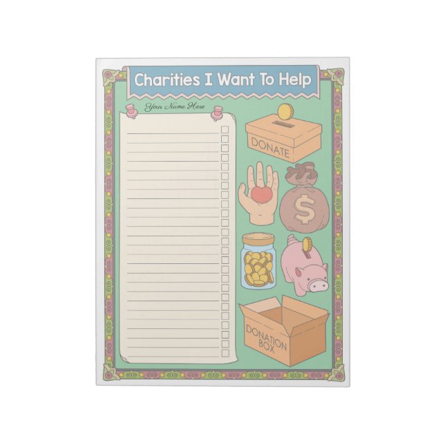My Charities To Do List Custom Notepad (Rotated)