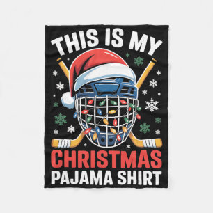 My Christmas Hockey Pajama Shirt Helmet Santa Xmas Fleece Blanket