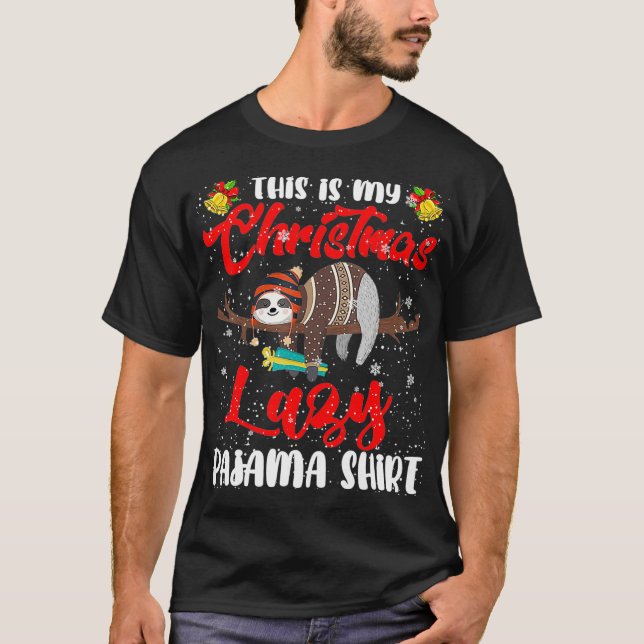 My Christmas Lazy Pajama  Santa Sloth Animal Lover T-Shirt (Front)