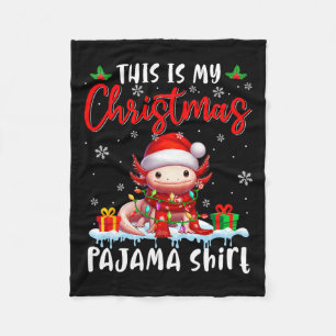 My Christmas Pajama Santa Axolotl Animals Xmas Lig Fleece Blanket