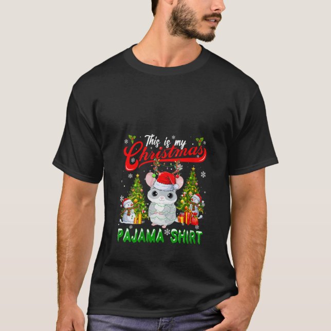 My Christmas Pajama Santa Reindeer Chinchilla Snow T-Shirt (Front)