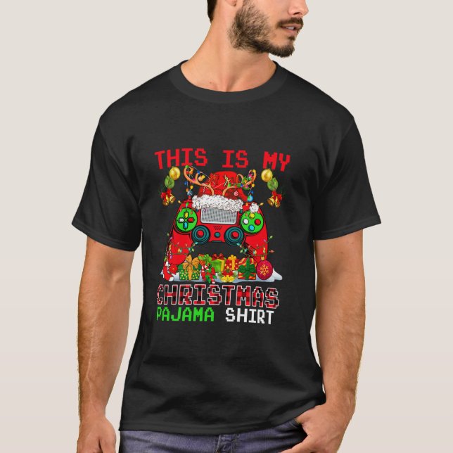 My Christmas Pajama Santa Reindeer Game Controller T-Shirt (Front)