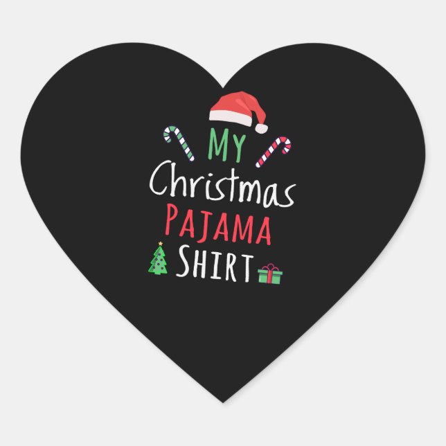 My Christmas Pajama Shirt Heart Sticker (Front)