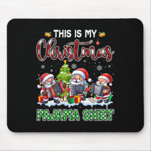My Christmas Pajama Three Santa Playing Accordions Mouse Mat