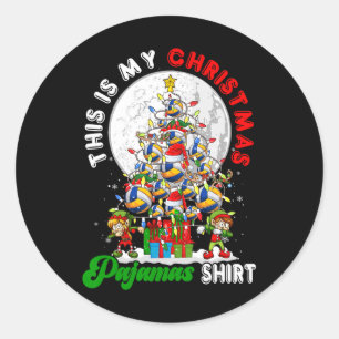 My Christmas Pajama Volleyball Equipment As Xmas T Classic Round Sticker