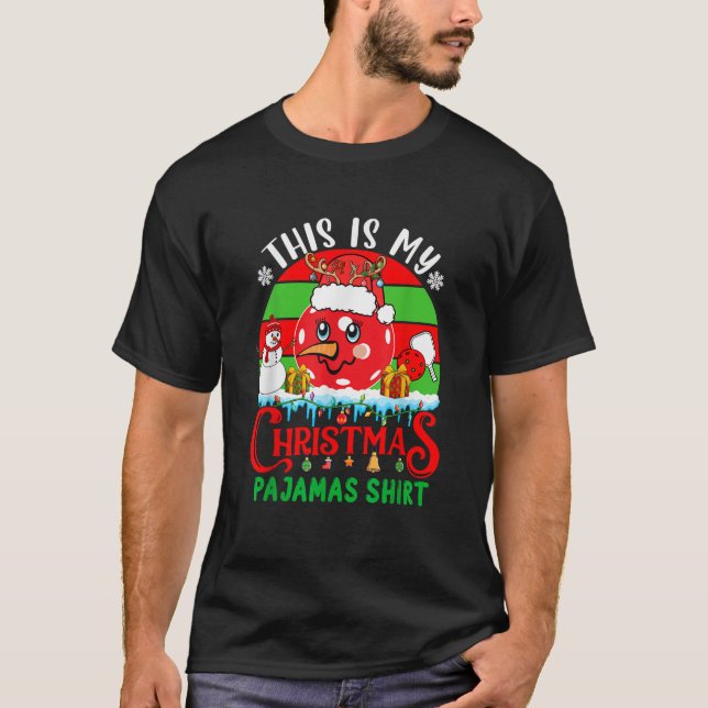 My Christmas Pyjamas Santa Reindeer Pickleball Pla T-Shirt (Front)