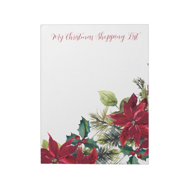 My Christmas Shopping List Festive Flowers Notepad (Rotated)
