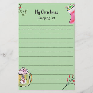 My Christmas Shopping List Stationery