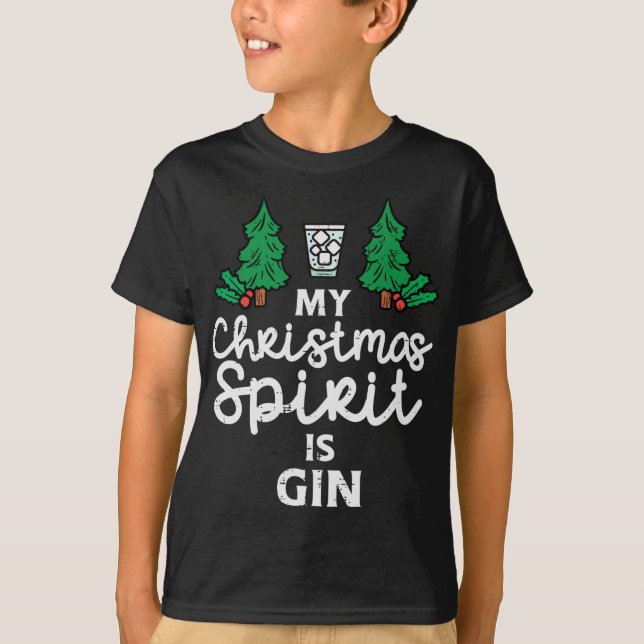 My Christmas Spirit Is Gin Xmas Pyjamas T-Shirt (Front)