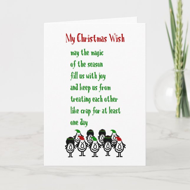 My Christmas Wish - A Funny Merry Christmas Poem Holiday Card (Front)