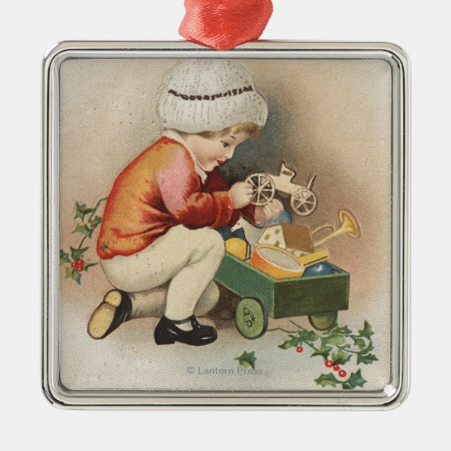 My Christmas WishKid Observing Toys Metal Tree Decoration (Front)