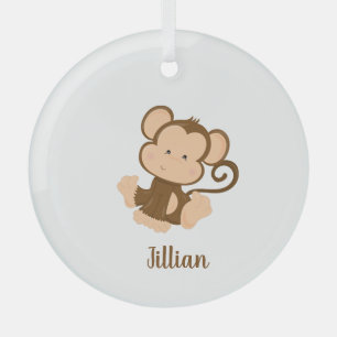 My Circus My Monkey with Custom Name Glass Tree Decoration