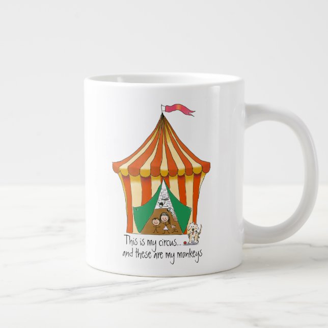My circus My Monkeys Colourful Circus Tent Large Coffee Mug (Right)