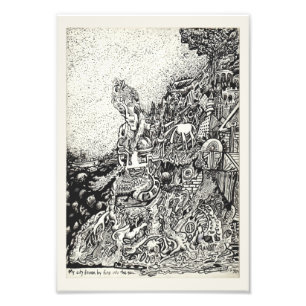 My city driven by fire into the sea. photo print