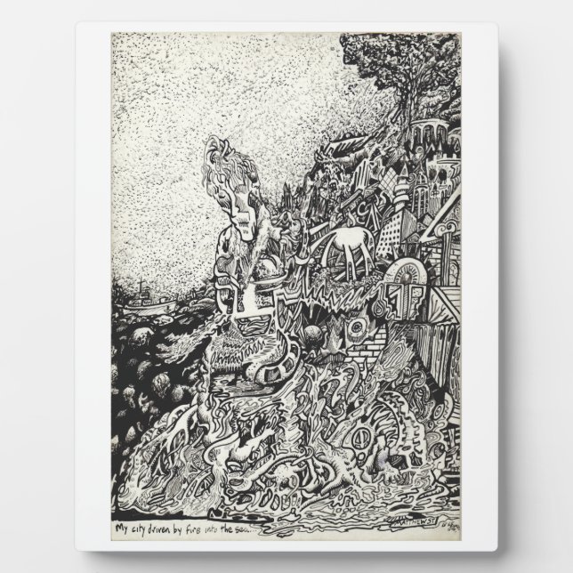 My city driven by fire into the sea plaque (Front)