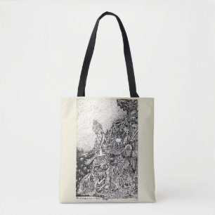 My city driven by fire into the sea tote bag