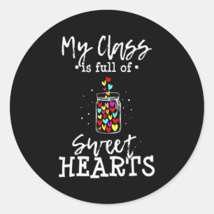 My Cl Is Full Of Sweethearts Rainbow Teacher Va _1 Classic Round Sticker