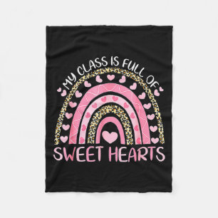 My Cl Is Full Of Sweethearts Rainbow Valentines Fleece Blanket