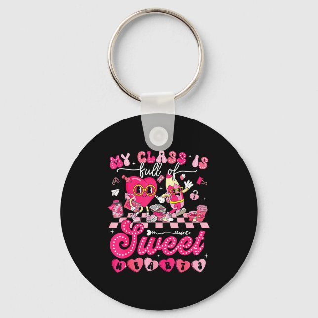 My Cl Is Full Of Sweethearts Valentine Teacher Men Key Ring (Front)