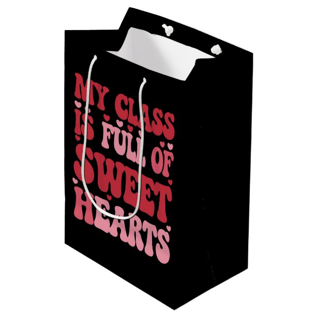 My Class is Full of Sweethearts Valentine's Day  Medium Gift Bag (Front Angled)