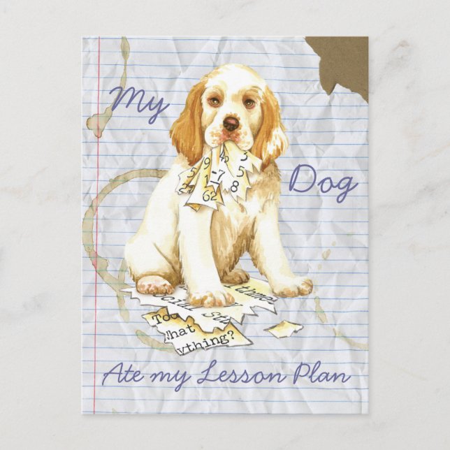 My Clumber Spaniel Ate My Lesson Plan Postcard (Front)