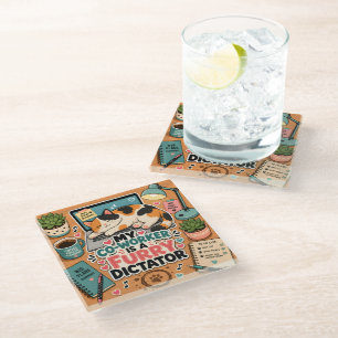 My Co-Worker Is A Furry Dictator Glass Coaster