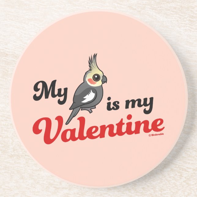 My Cockatiel Is My Valentine Coaster (Front)