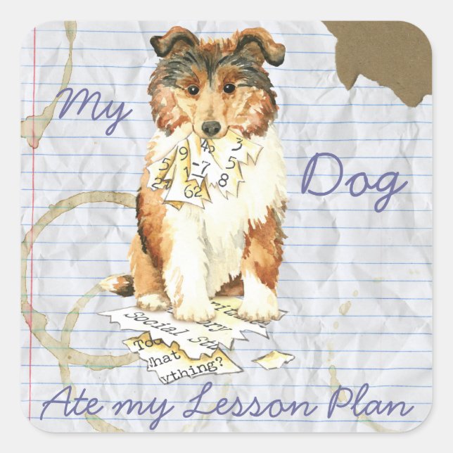 My Collie Ate My Lesson Plan Square Sticker (Front)