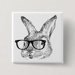 my cool rabbit with spectacles designed by Kanjiz 15 Cm Square Badge
